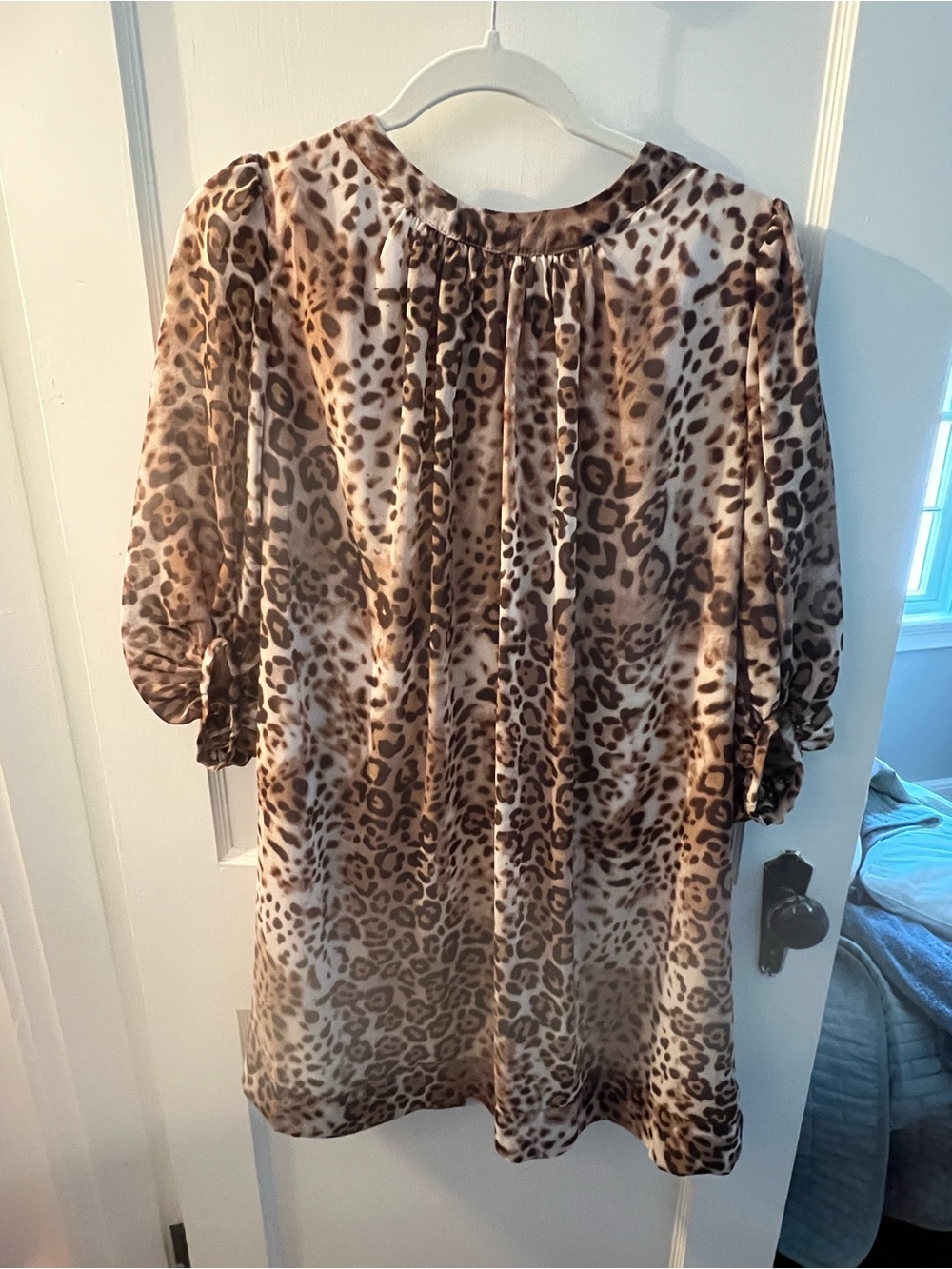 Leopard Print Shift Dress - Brown & Cream